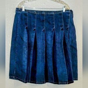 Vintage Denim Pleated Kilt Style Skirt sz 18